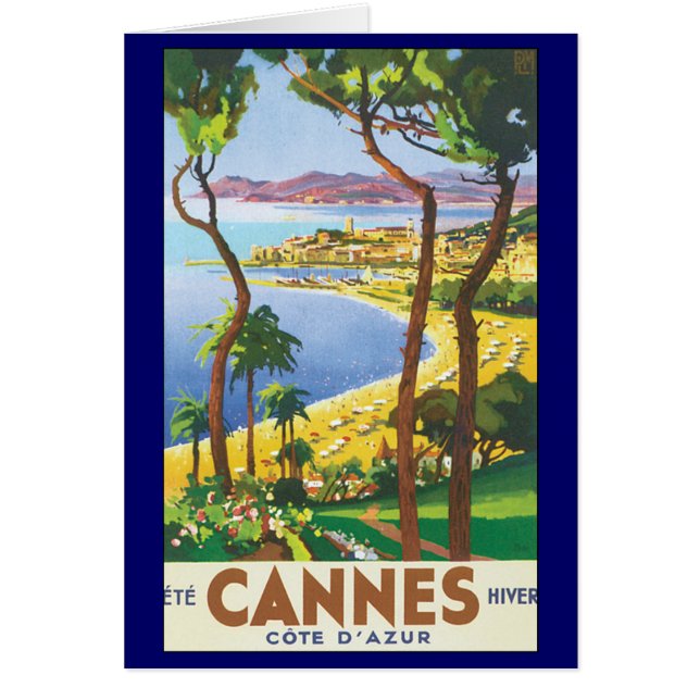 Poster Vintage voyage, Plage à Cannes, France (Devant)