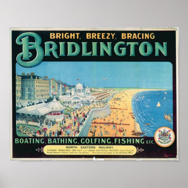 Poster Vintage voyage pour Bridlington, Angleterre (Devant)