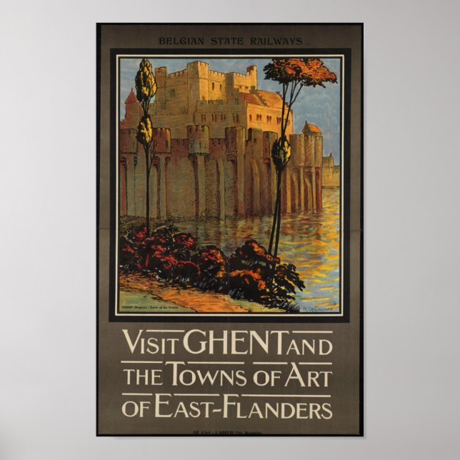 Poster Vintage voyage pour la Belgique (Devant)