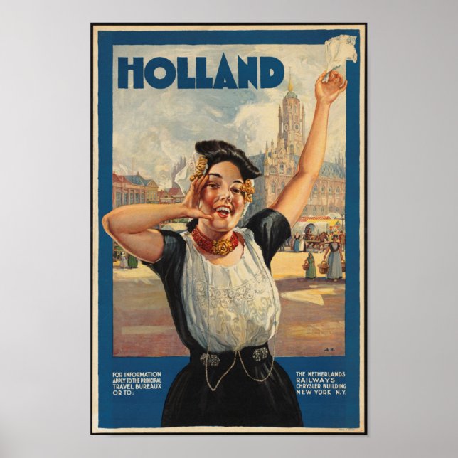 Poster Vintage voyage pour la Hollande (Devant)