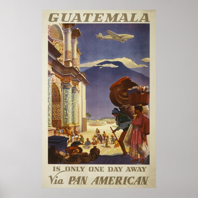 Poster Vintage voyage Pour Le Guatemala (Devant)