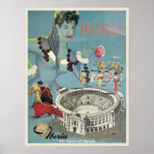 Poster Vintage voyage pour Madrid, Espagne