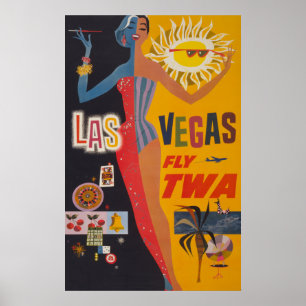 Poster Vintage voyage Pour Vol Twa À Las Vegas