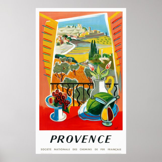 Poster Vintage voyage Provence France restauré (Devant)