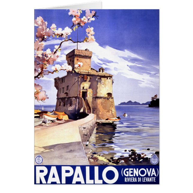 Poster Vintage voyage Rapallo Genova Italie (Devant)