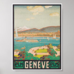 Poster Vintage voyage rétro Genève Suisse