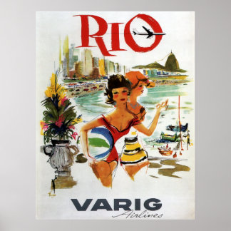Poster Vintage voyage RIO des années 60