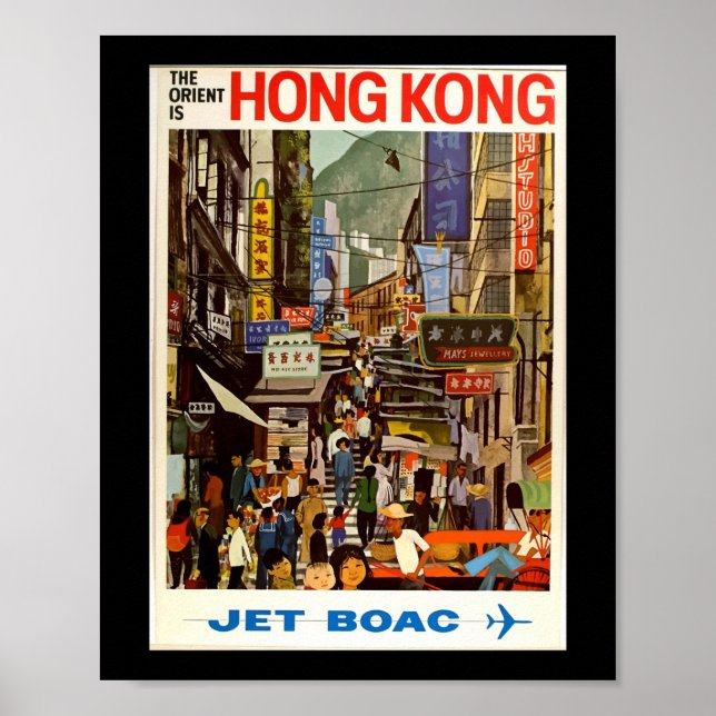 Poster Vintage voyage rue Hong Kong (Devant)