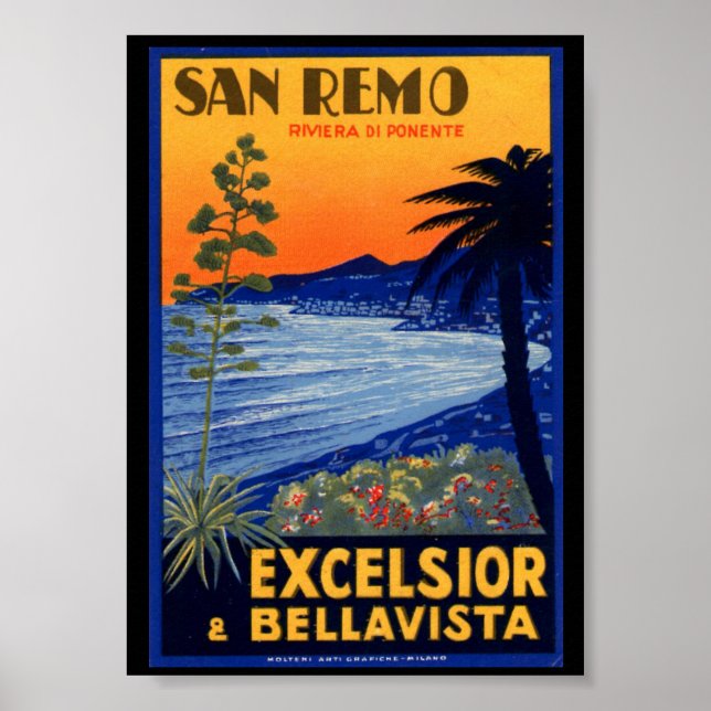 Poster Vintage voyage, San Remo Excelsior Italie (Devant)