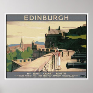 Poster Vintage voyage Scotland Edinburgh Castle