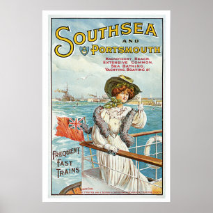 Poster Vintage voyage Southsea et Portsmouth
