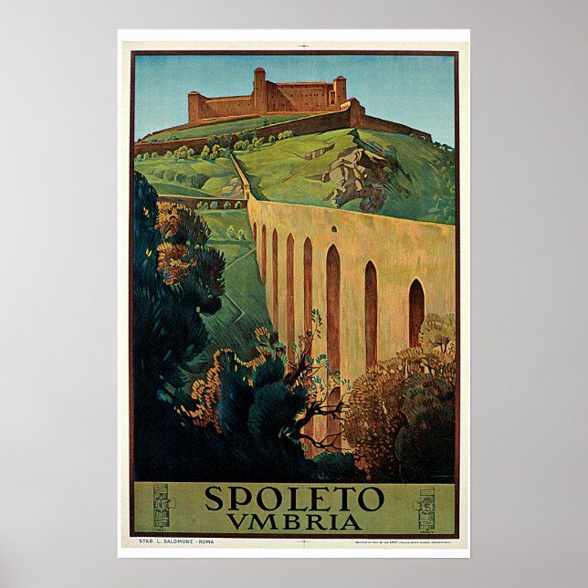 Poster Vintage voyage Spoleto Umbria (Devant)