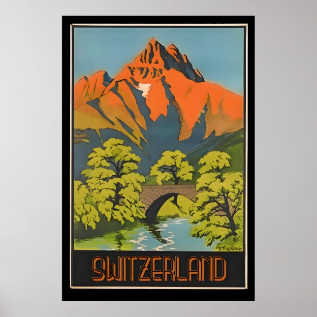 Poster Vintage voyage Suisse (Devant)