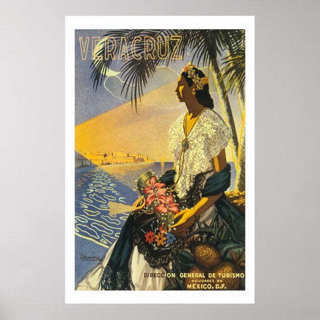 Poster Vintage voyage "Vera Cruz" (Devant)
