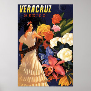 Poster Vintage voyage - Veracruz Mexique