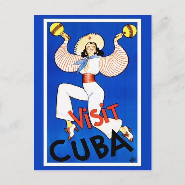 Poster Vintage voyage "Visit Cuba" Carte postale (Devant)