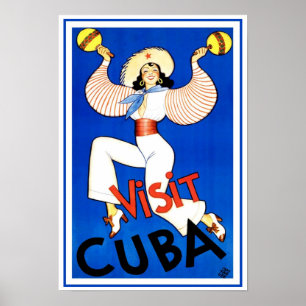 Poster Vintage voyage, Visite La Havane Cuba, Mara