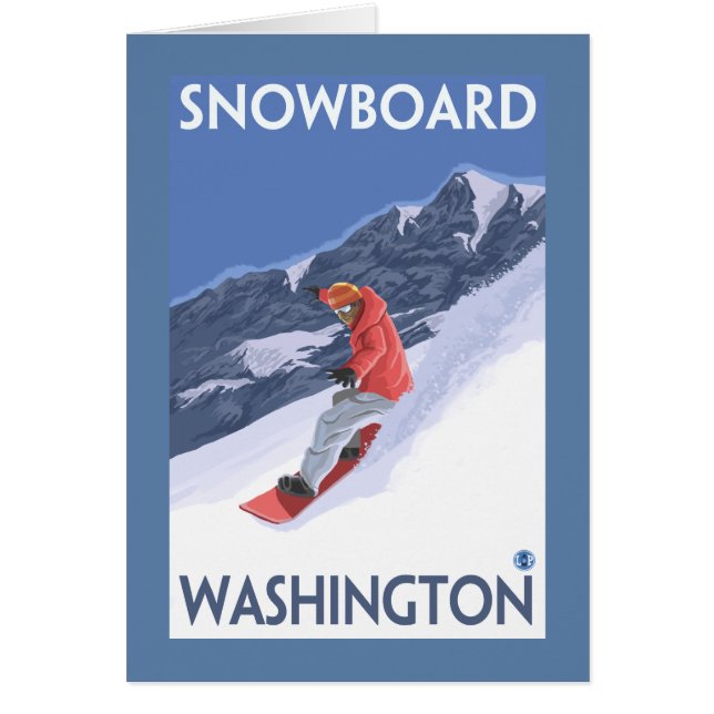 Poster Vintage voyage Washington Snowboard (Devant)