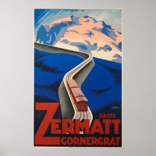 Poster Vintage voyage Zermatt Suisse