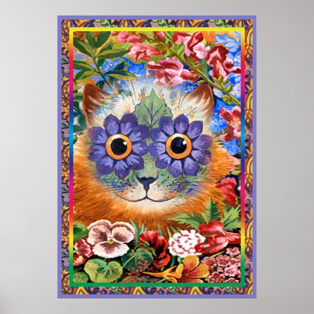 Poster vintage Wain Funky Flower Cat Imprimer (Devant)