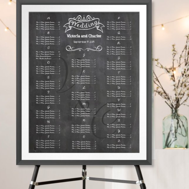Poster Vintage Wedding Chalkboard Guest Seating Chart (Créateur téléchargé)