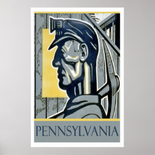 Poster vintage WPA Pennsylvania Miner