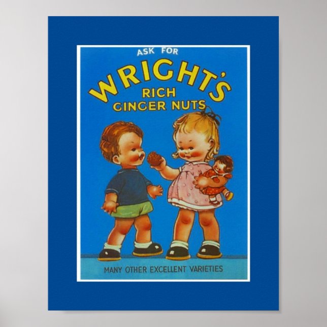 Poster Vintage Wright's Rich Ginger Nuts (Devant)