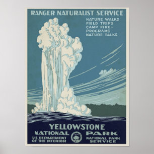 Poster vintage Yellowstone Park Geyser