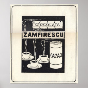 Poster Vintige ad 1913 for Romanian for cocholate