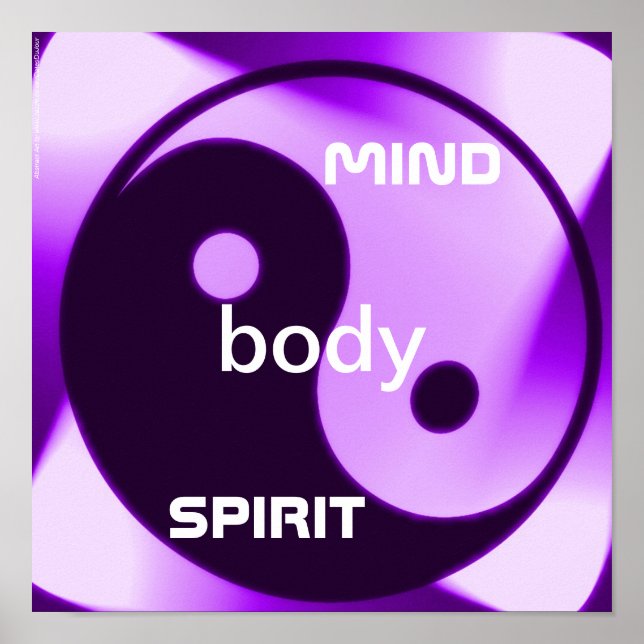 Poster Violet Yin Yang Art Zen Santé holistique (Devant)