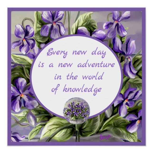 Poster violettes dans un bocal de lune (Devant)