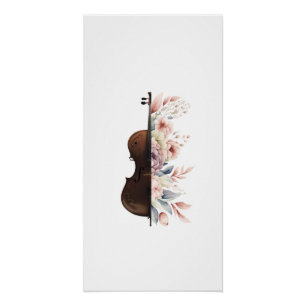 Poster Violon parmi les fleurs. Bouquet de fleurs.