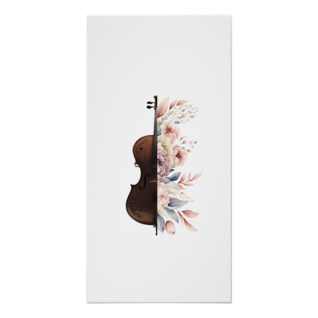 Poster Violon parmi les fleurs. Bouquet de fleurs. (Devant)