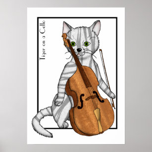 Poster Violoncelle jouée par un tigre