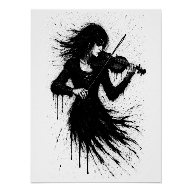 Poster Violoniste Né de l'Encre dans la Tempête du Son (Devant)