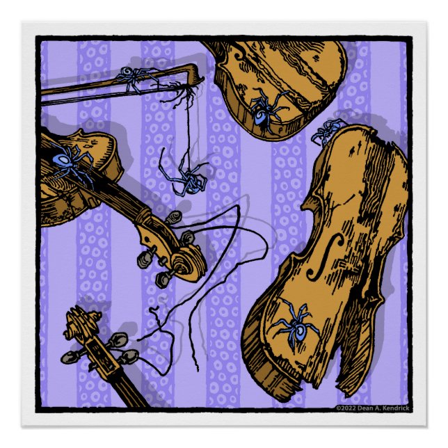 Poster Violons et araignées - Pop Goth Nightmare Surreal (Devant)