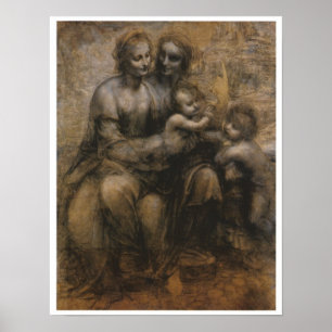 Poster Virgin & Child with Saints Anne & John, da Vinci