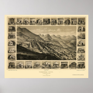 Poster Virginia City, NV Carte panoramique - 1861