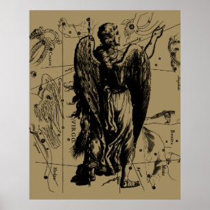 Poster Virgo Constellation Hevelius 1690 23 août 22 septe