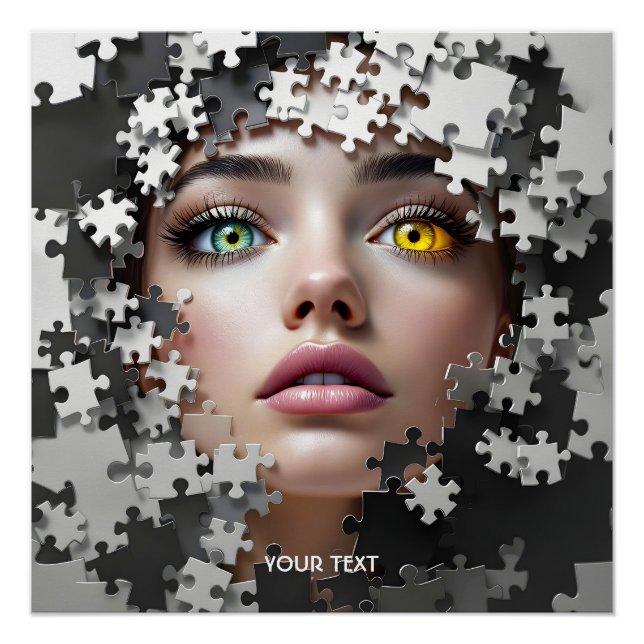 Poster Visage de fille de puzzle fantaisie mignon  (Devant)