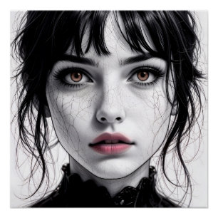 Poster Visage de porcelaine regard d'âme fêlée.