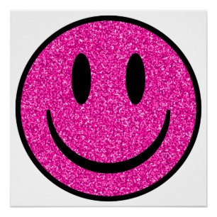 Poster Visage de sourire rose Parties scintillant
