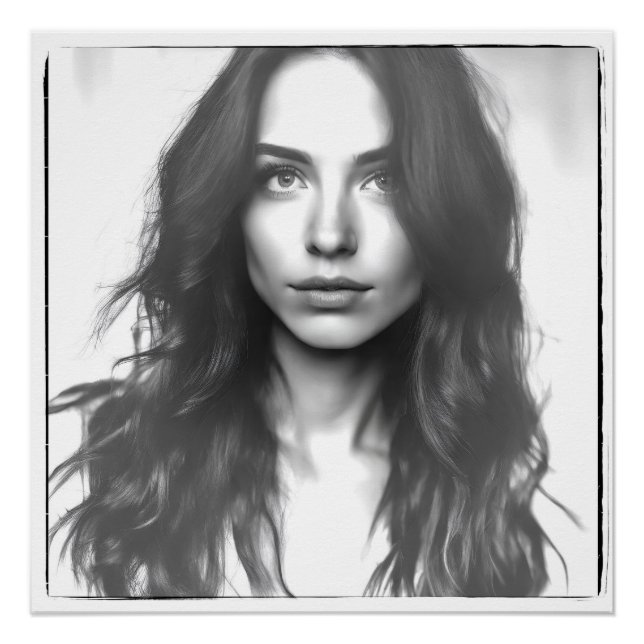 Poster Visage d'une jeune femme brune (Devant)