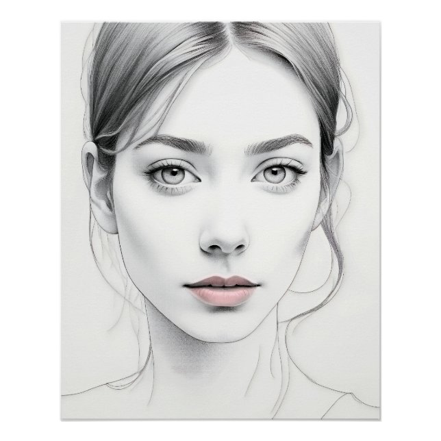 Poster Visage féminin minimaliste (Devant)