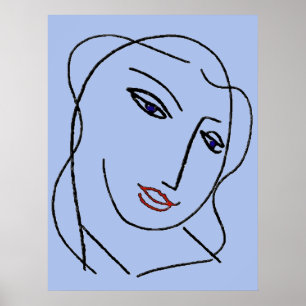 Poster Visages bleus Abstraits