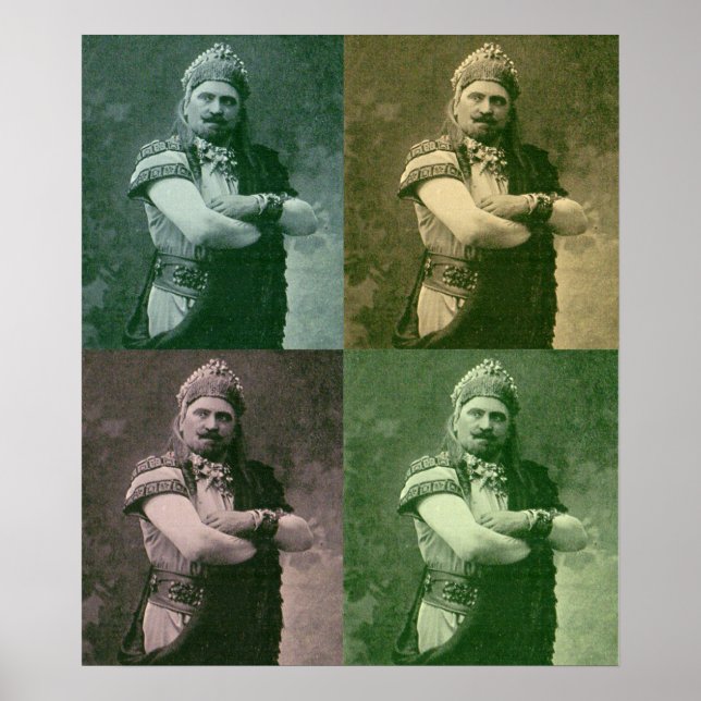 Poster visages d'un chanteur d'opéra français fou de 1909 (Devant)