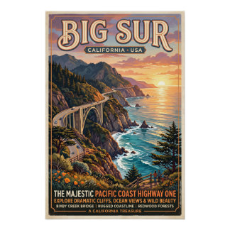 Poster Visitez Big Sur, Californie