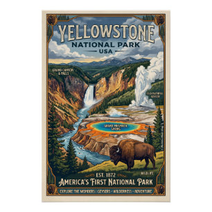 Poster Visitez le parc national de Yellowstone
