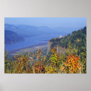 Poster Vista House, haut sur Crown Point à la bouche