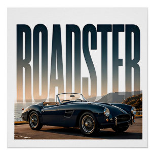 Poster Visuel éditorial Roadster Luxe sur route ouverte